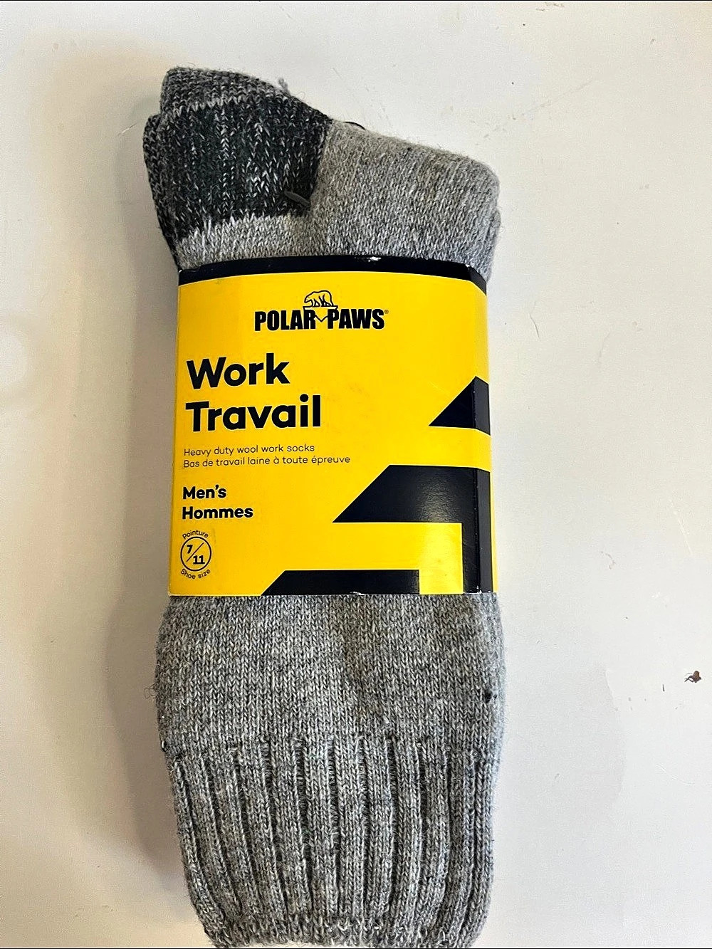 Polar Paws Work Travail Men's Heavy Duty Gray & Black Wool Work Socks New in pac